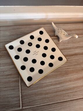 Kate Spade x Lenox Polka Dot Trinket Dish plus Ring Holder, Black & White, Gold